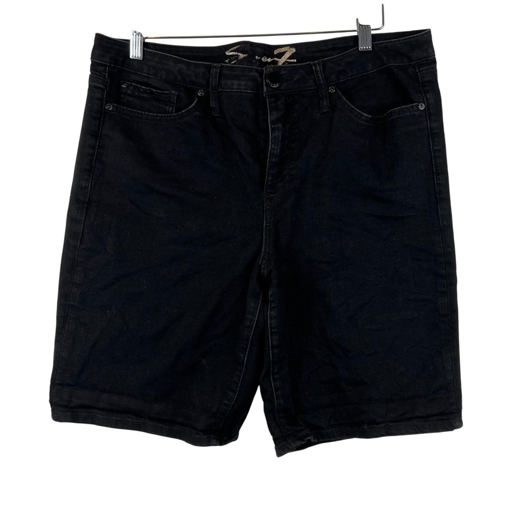 Seven 7 Sunset Womens 16‎ Bermuda Shorts Black Denim Casual Comfort